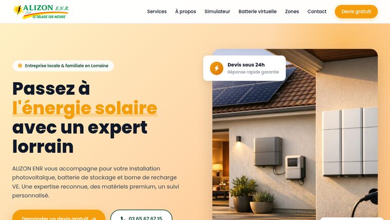Site web Alizon ENR — photovoltaïque & bornes de recharge