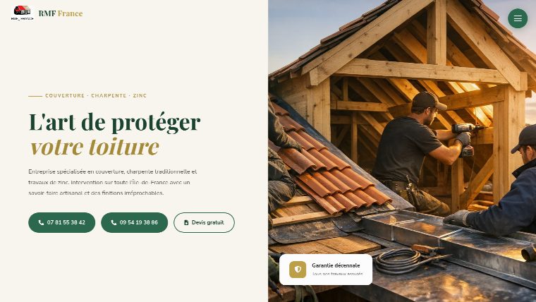 Site web RMF France — couverture, charpente, zinc